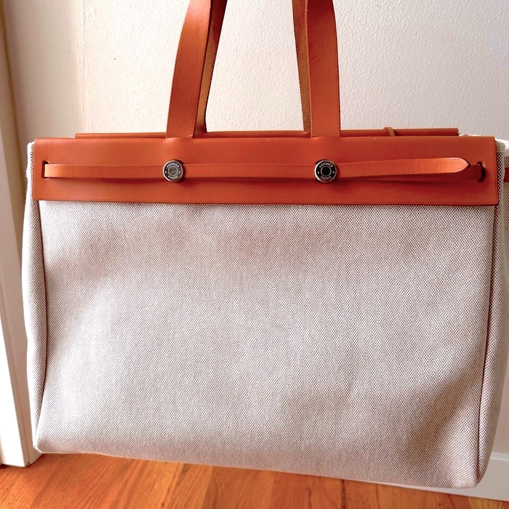 Auth HERMES Cabas Herbag Dual Tote